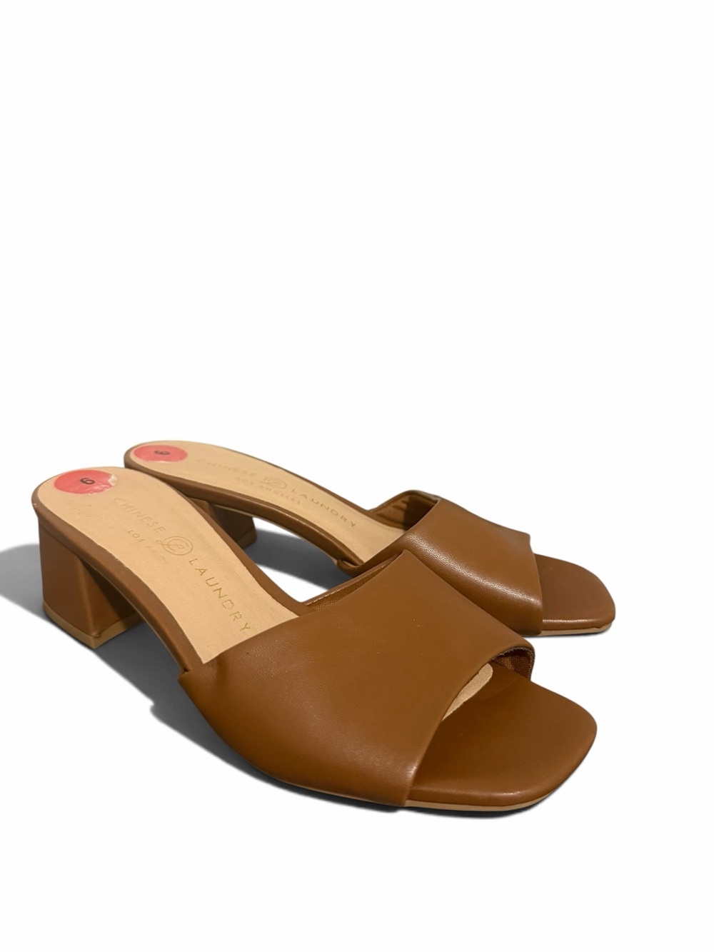 Chinese Laundry Brown Open-Toe Block Heel Slides